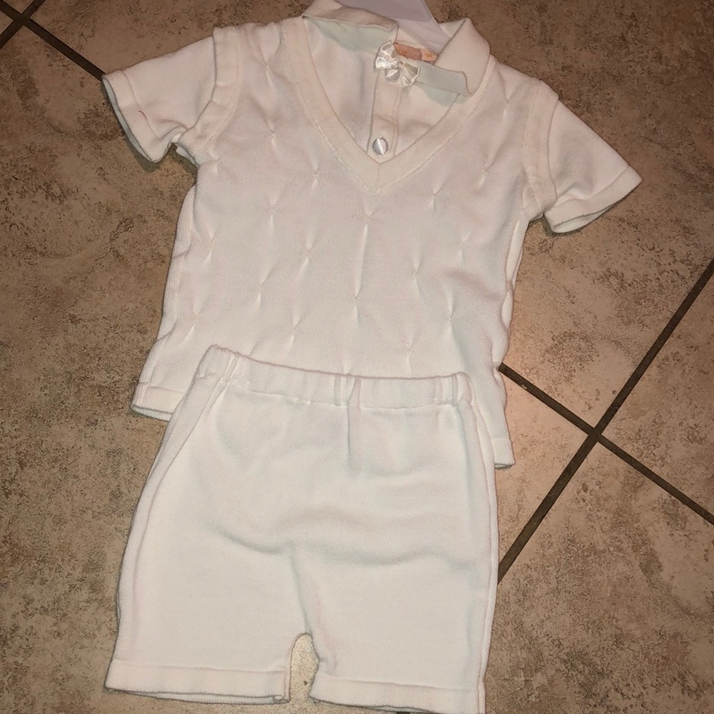 Boys white outfit 9 months